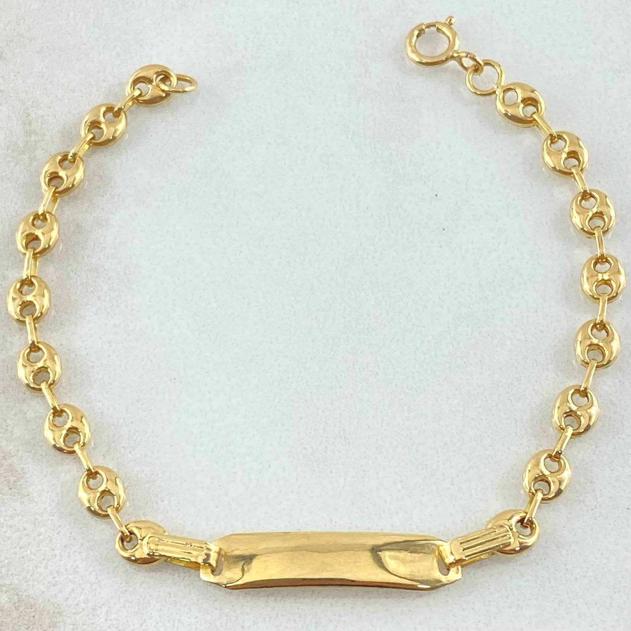 Baby Bracelet GC Rectangular Bordered Plate 1.75gr / 5.4in / 18K Gold