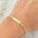 Baby Bracelet GC Rectangular Bordered Plate 1.75gr / 5.4in / 18K Gold