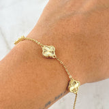 Pulso Aro seguido Trebol Diamantado 5.95gr / 8 in / 10mm Oro Amarillo Nac.Esp. 18K *