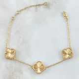 Pulso Aro Seguido Trébol VCyA Gradual 5.65gr / 18cm-20.5cm / 1.5mm Diamantado Punteado 3und Oro Amarillo  18K ©