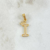 Pendant Letter I Crown 1.15gr / 2.5cm / White Zircons 18K Yellow Gold