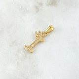 Pendant Letter I Crown 1.15gr / 2.5cm / White Zircons 18K Yellow Gold