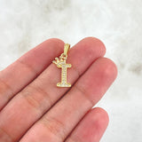Pendant Letter I Crown 1.15gr / 2.5cm / White Zircons 18K Yellow Gold