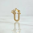 Pendant Letter U Crown 1.3gr / 2.5cm / White Zircons 18K Yellow Gold