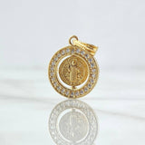 Pendant San Benito In Mobile Hoop 2.2gr / 2.2cm / White Zircons 18K Yellow Gold