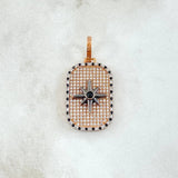 Dije Placa Estrella Cardinal 5.15gr / 3.4cm / Relieve Circones Blancos Negros Oro Rosa 18K ©
