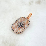 Dije Placa Estrella Cardinal 5.55gr / 3.4cm / Relieve Circones Blancos Negros Oro Rosa 18K