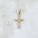 Pendant Cruz Movil 1.1gr / 2.5cm / White Zirconia 18K Yellow Gold