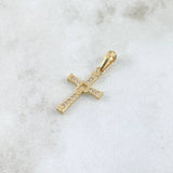 Pendant Cruz Movil 1.1gr / 2.5cm / White Zirconia 18K Yellow Gold