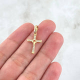 Pendant Cruz Movil 1.1gr / 2.5cm / White Zirconia 18K Yellow Gold