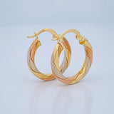 Majo Hoop Earrings 2.2gr / 0.9in / Three 18K Golds &