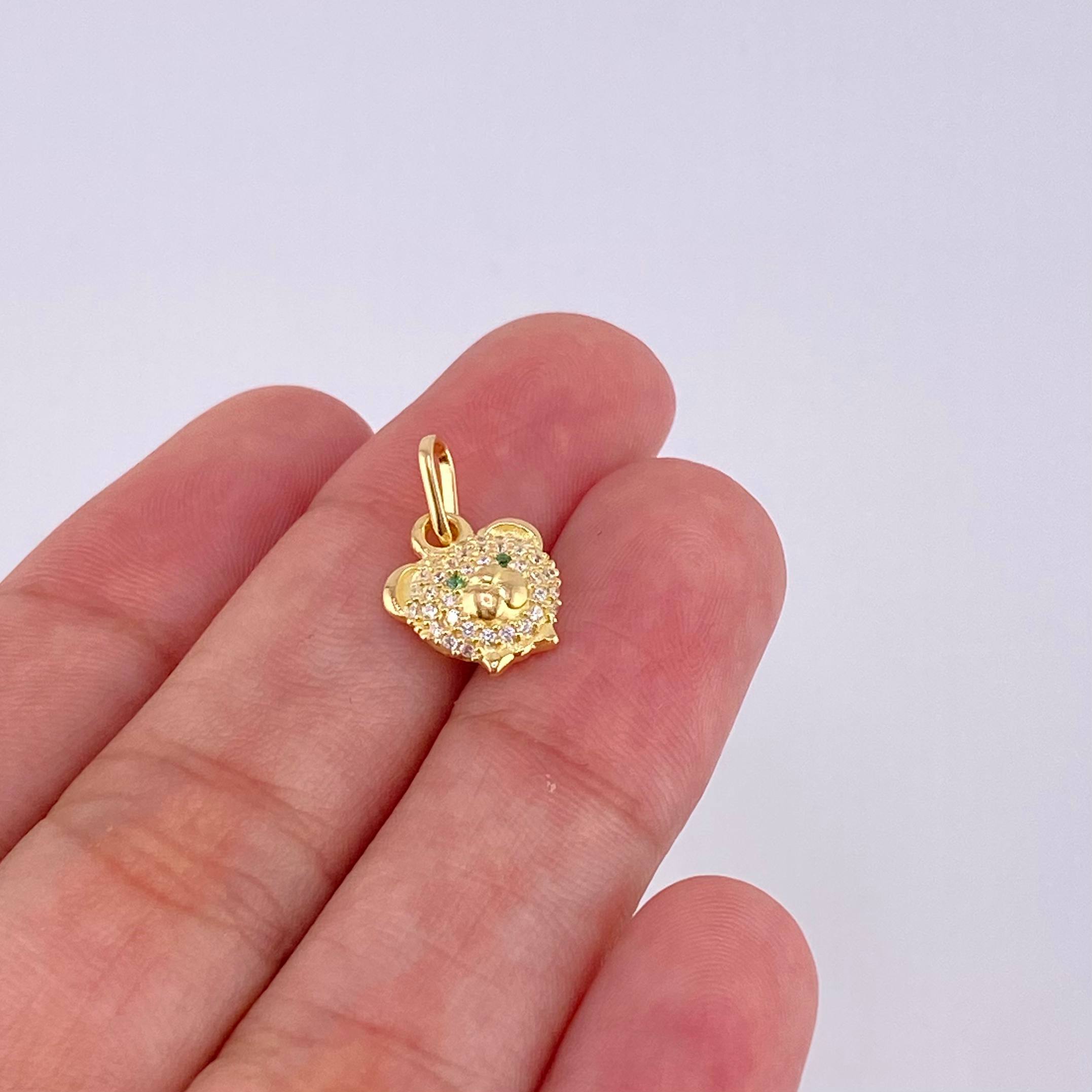 Pendant Bear Face 1.05 g / 1/2 in 18K Yellow Gold