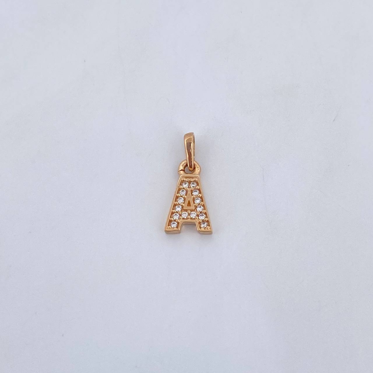 Pendant Letter A 0.7gr / 1.4cm / White Zircons 18K Yellow Gold $