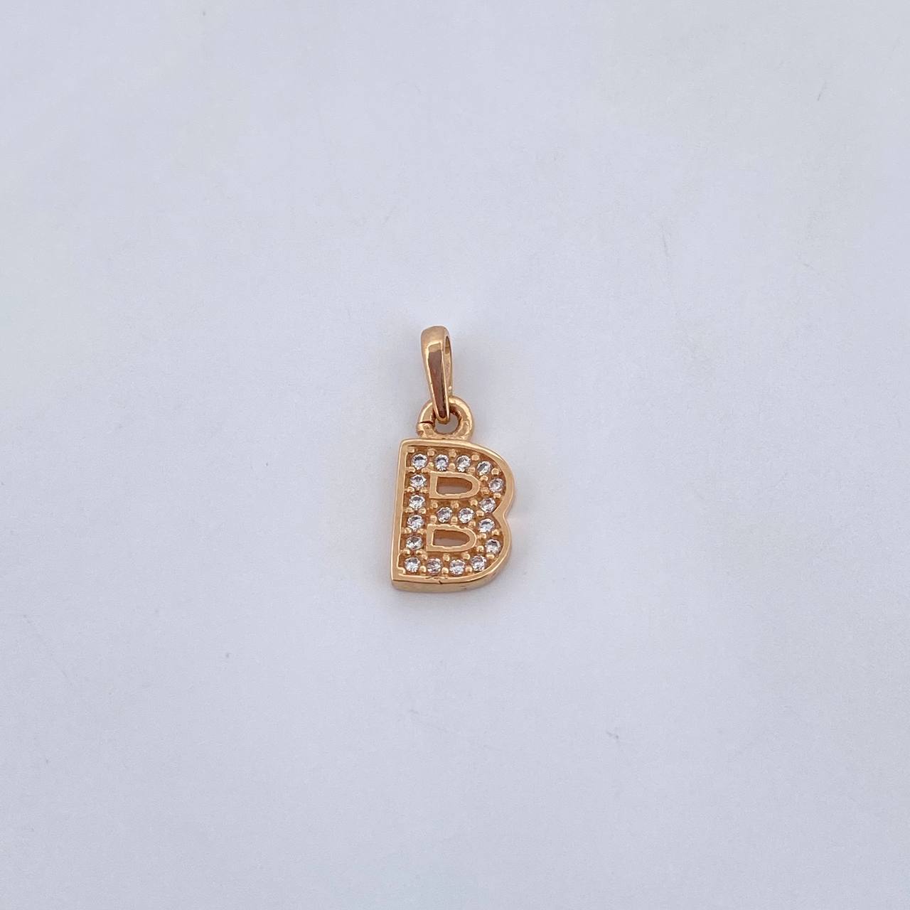 Pendant Letter B 0.95gr / 1.5cm / White Zirconia 18K Yellow Gold $