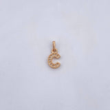 Dije Letra C 0.75gr / 1.4cm / Circones Blancos Oro Amarillo 18K $