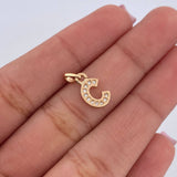 Pendant Letter C 0.7gr / 1.4cm / White Zirconia 18K Yellow Gold $