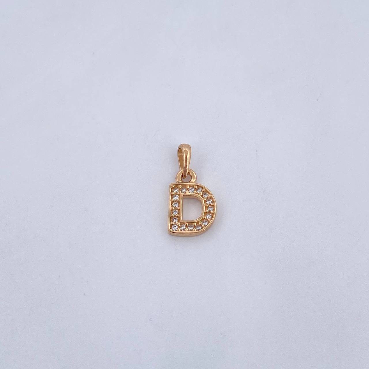 Pendant Letter D 0.7gr / 1.4cm / White Zirconia 18K Yellow Gold $