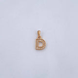 Pendant Letter D 0.7gr / 1.4cm / White Zirconia 18K Yellow Gold $