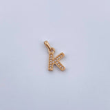 Pendant Letter K 0.85gr / 1.4cm / White Zirconia 18K Yellow Gold $