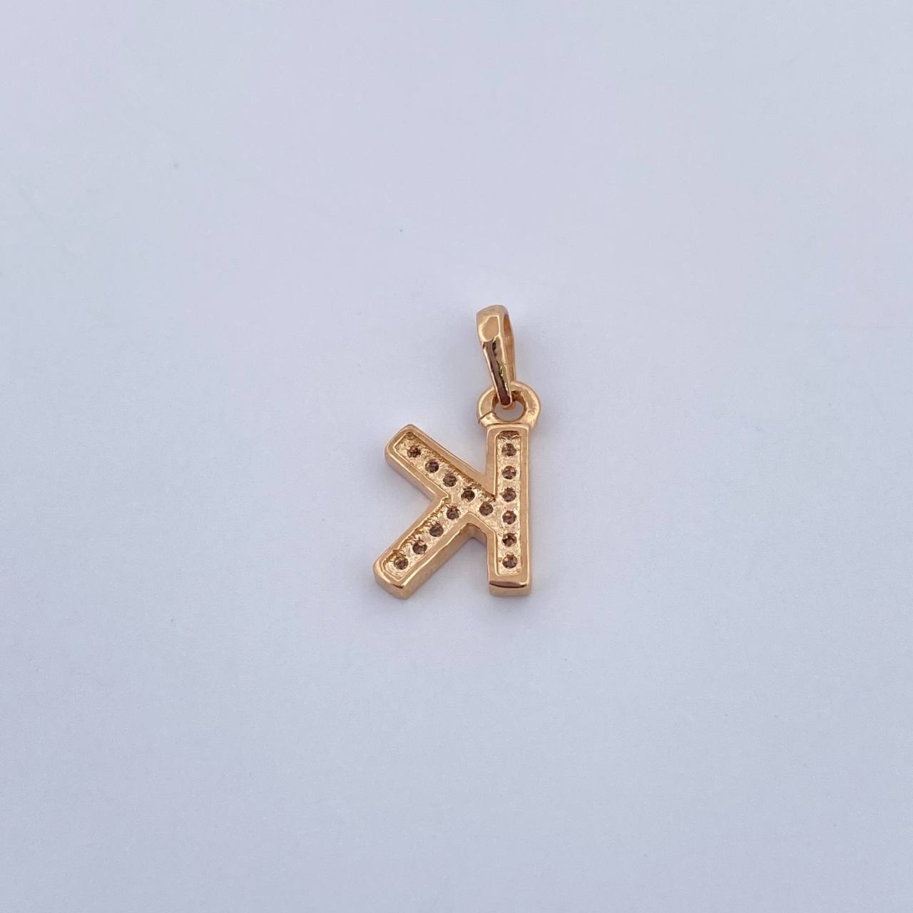 Pendant Letter K 0.85gr / 1.4cm / White Zirconia 18K Yellow Gold $