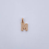 Dije Letra M 0.8gr / 1.5cm / Circones Blancos Oro Amarillo 18K $