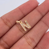 Pendant Letter N 0.95gr / 1.5cm / White Zirconia 18K Yellow Gold $