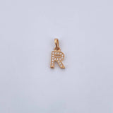 Pendant Letter R 0.7gr / 1.4cm / White Zircons 18K Yellow Gold $