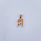 Pendant Letter R 0.9gr / 1.4cm / White Zircons 18K Yellow Gold $