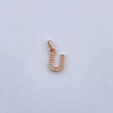Pendant Letter U 0.7gr / 1.5cm / White Zircons 18K Yellow Gold $