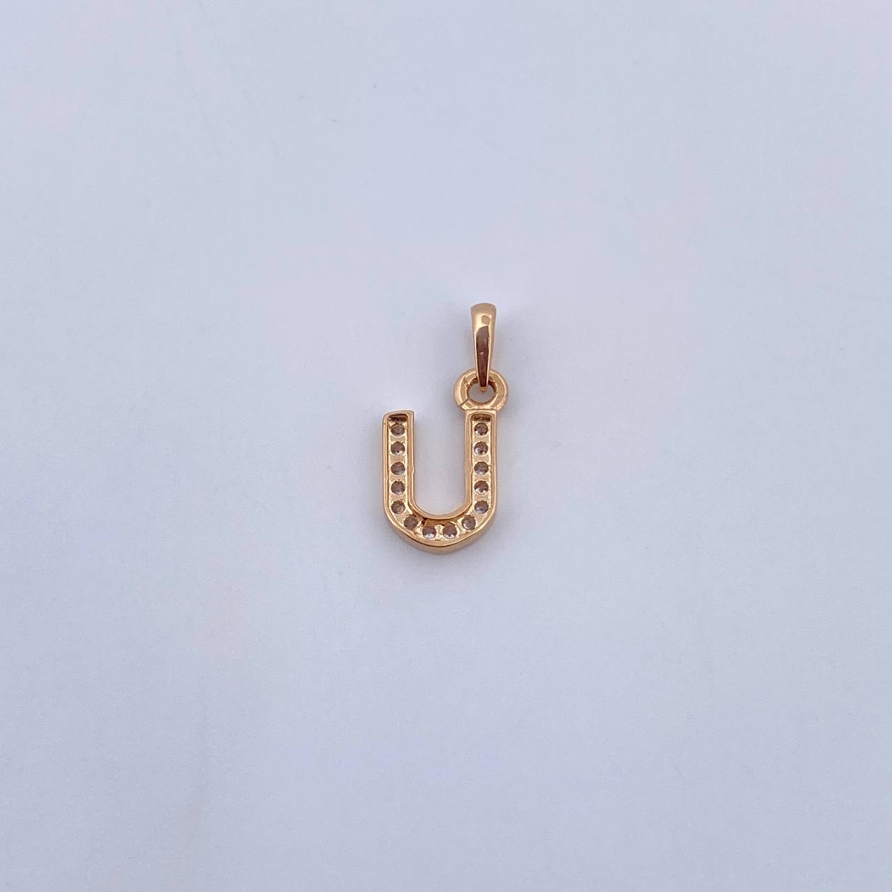 Pendant Letter U 0.7gr / 1.5cm / White Zircons 18K Yellow Gold $
