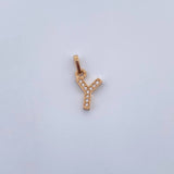 Pendant Letter Y 0.5gr / 1.5cm / White Zircons 18K Yellow Gold $