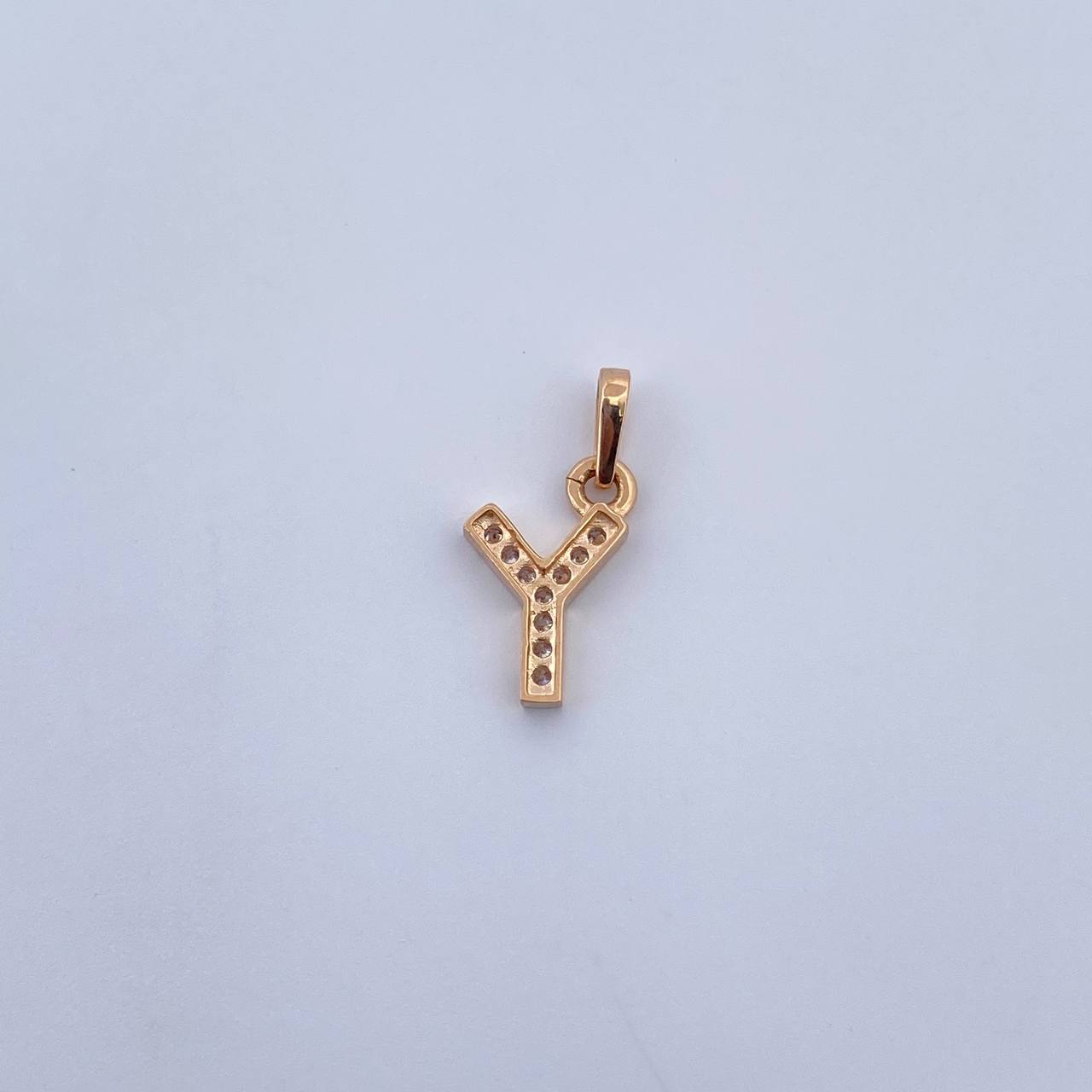 Pendant Letter Y 0.5gr / 1.5cm / White Zircons 18K Yellow Gold $