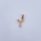 Pendant Letter Y 0.5gr / 1.5cm / White Zircons 18K Yellow Gold $