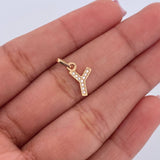 Pendant Letter Y 0.5gr / 1.5cm / White Zircons 18K Yellow Gold $