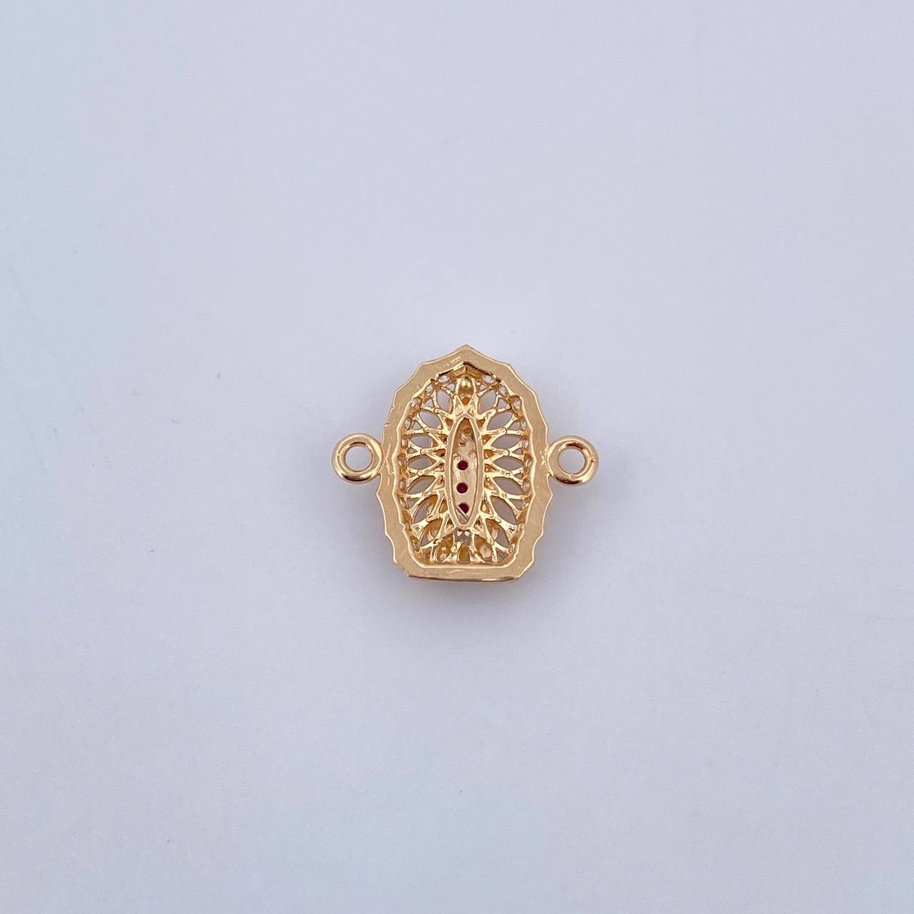 Charm Virgen Guadalupe 1.15gr / 1.4cm / Fuchsia Blue White Zircons 18K Yellow Gold $