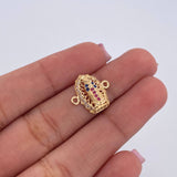 Charm Virgen Guadalupe 1.15gr / 1.4cm / Fuchsia Blue White Zircons 18K Yellow Gold $