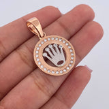 Pendant Crown Medal RX 5.05gr / 3.2cm / White Zircons Two 18K White and Rose Gold $