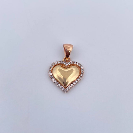 Pendant Heart 2.25gr / 2.3cm / White Zirconia Three 18K Gold $