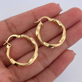 Hoop Earrings May 2.6gr / 2.5cm / Striped 18K Yellow Gold $