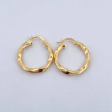 Hoop Earrings May 2.6gr / 2.5cm / Striped 18K Yellow Gold $