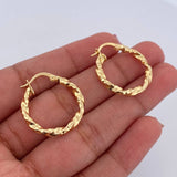 Candongas Freya 2.2gr / 2.2cm / Entorchadas Diamantadas Oro Amarillo 18K $