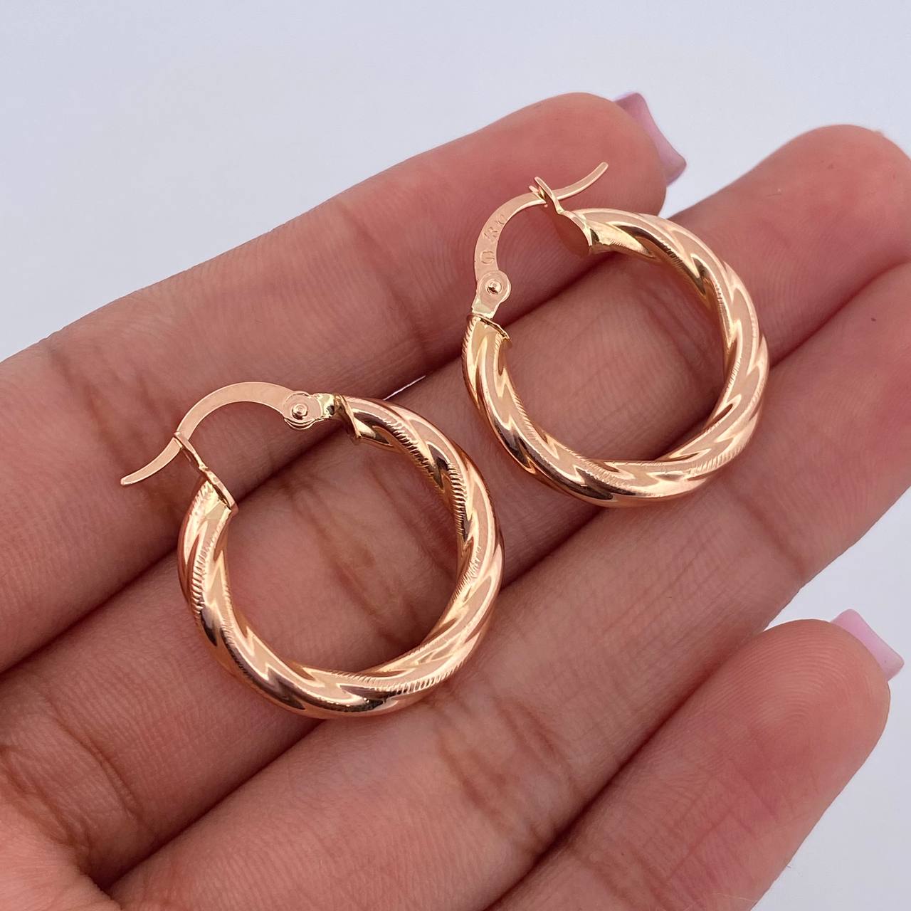 Hoop Earrings Anny 2.45gr / 2.3cm / Dotted 18K Rose Gold $