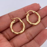 Hoop Earrings Cora 2.25gr / 2cm / Striped Twisted 18K Yellow Gold $