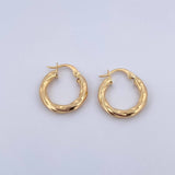 Hoop Earrings Cora 2.25gr / 2cm / Striped Twisted 18K Yellow Gold $