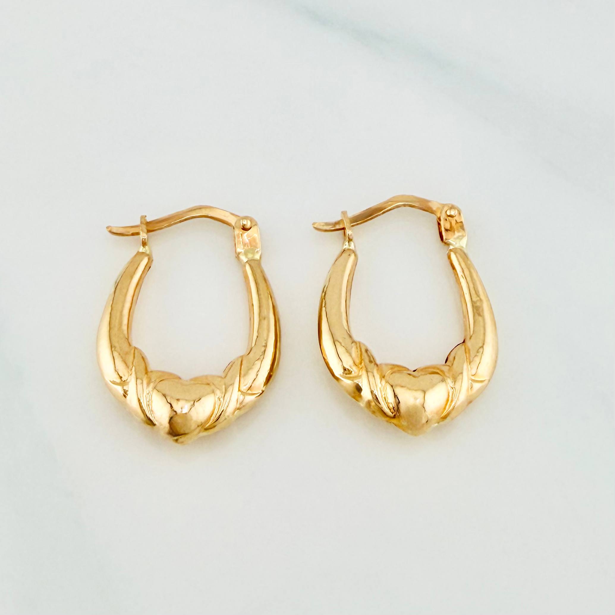 Candongas Meza Corazon 1.55 g / 3/4 in Oro Amarillo 18K