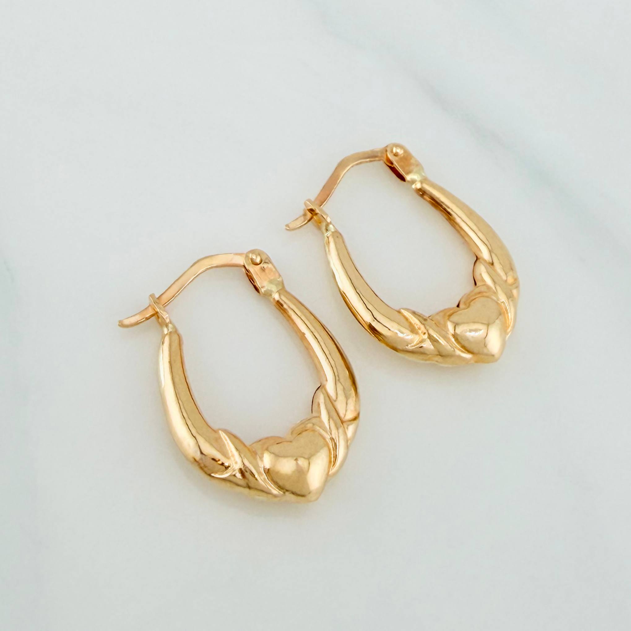 Candongas Meza Corazon 1.55 g / 3/4 in Oro Amarillo 18K