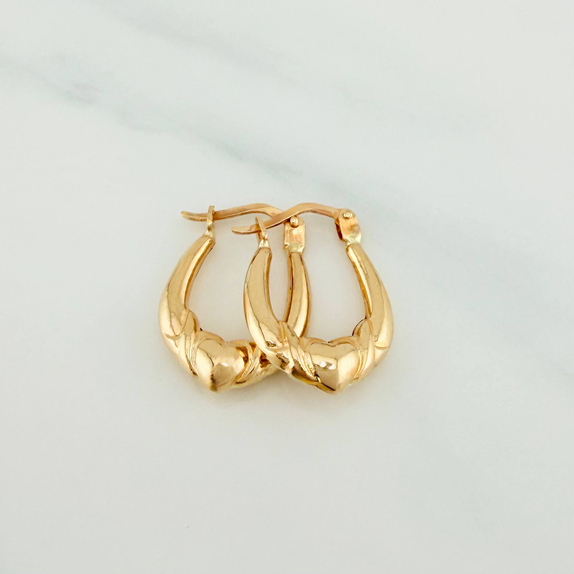 Candongas Meza Corazon 1.55 g / 3/4 in Oro Amarillo 18K