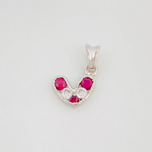 Dije Corazon Rubi 17Pts 0.5 g / 1/2 in Plata 925