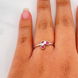 Anillo Corazon Rubi 17Pts 1.4 g / T6 1/4 Plata 925