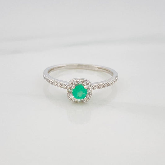 Anillo Solitario Churumbela Esmeralda 15Pts 1.4 g / T7 1/4 Plata 925